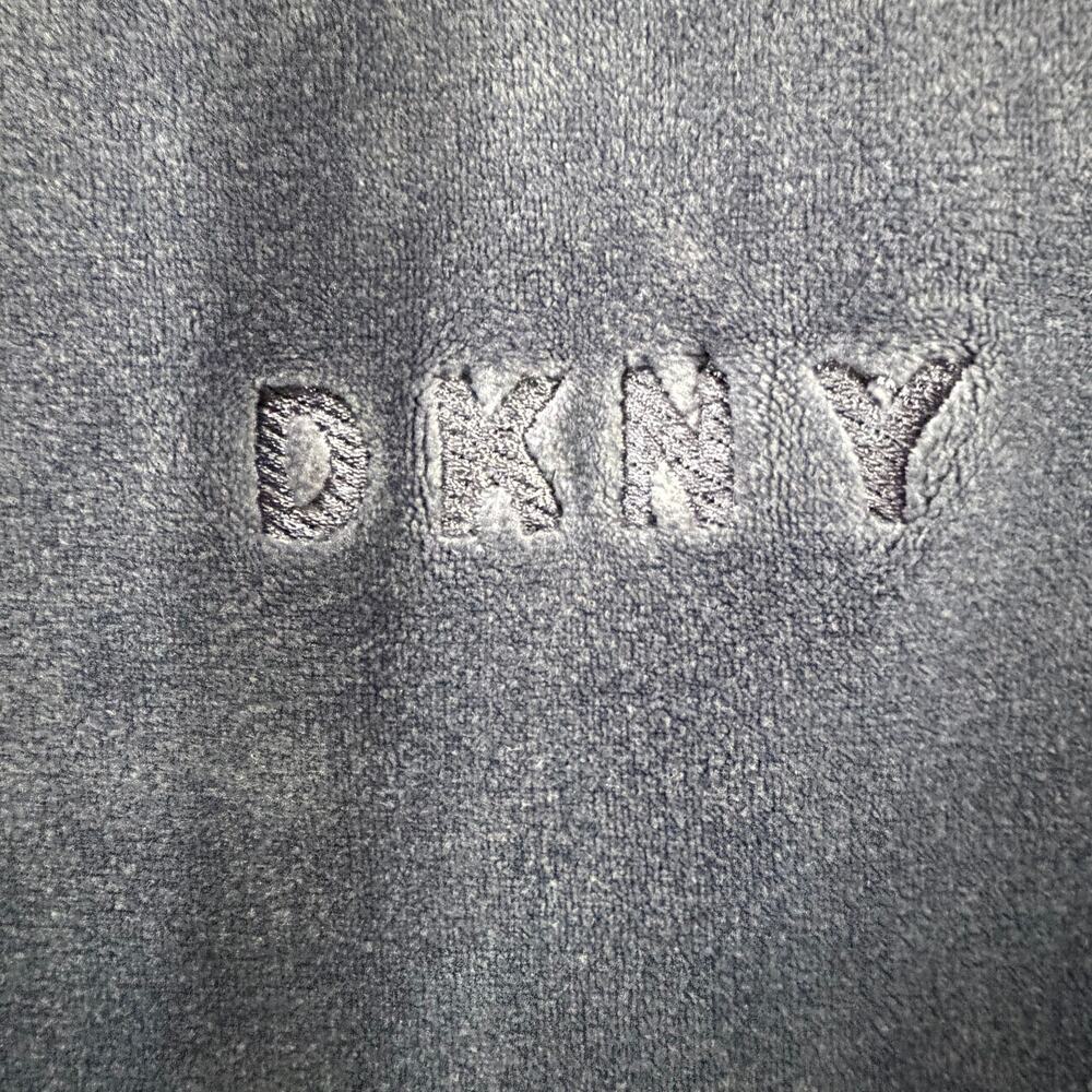 DKNY Sport Velour Hoodie Jacket Womens M Blue Velvet Full‎ Zip Logo Sporty Cozy - Picture 4 of 14